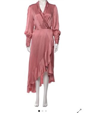 red dress midi dress Women's Amore A-line Queen Anne Neck Silk Crepe Midi Dress S/M/L Red MEAN BLVD, S / Red